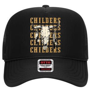 Childers Bull Skull Leopard Cow Skulls Bluegrass Music High Crown Mesh Back Trucker Hat