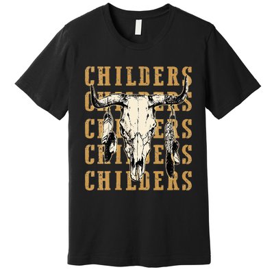 Childers Bull Skull Leopard Cow Skulls Bluegrass Music Premium T-Shirt