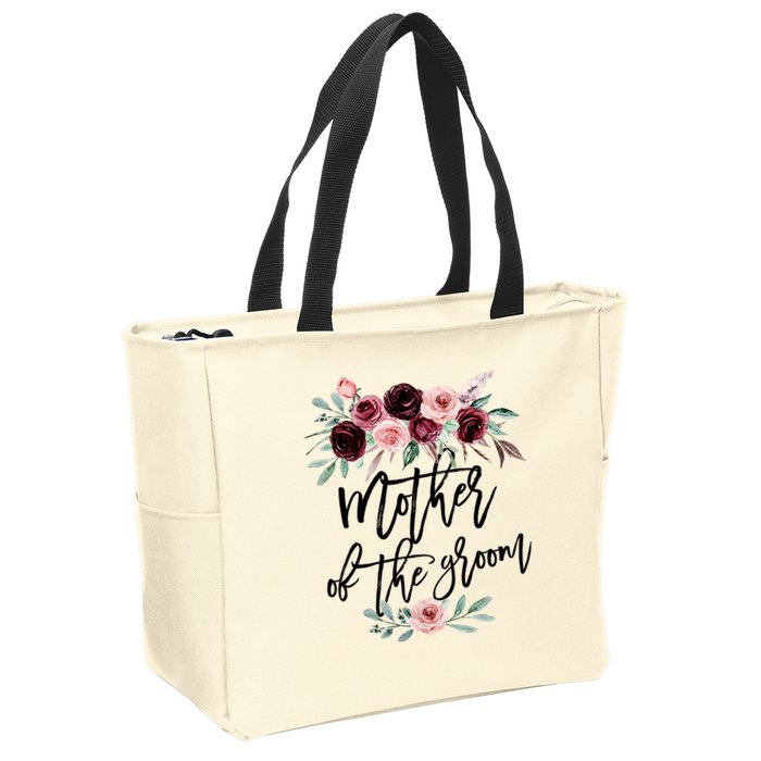 Cute Bridal Shower Wedding Flower Design Mother Of The Groom Zip Tote Bag