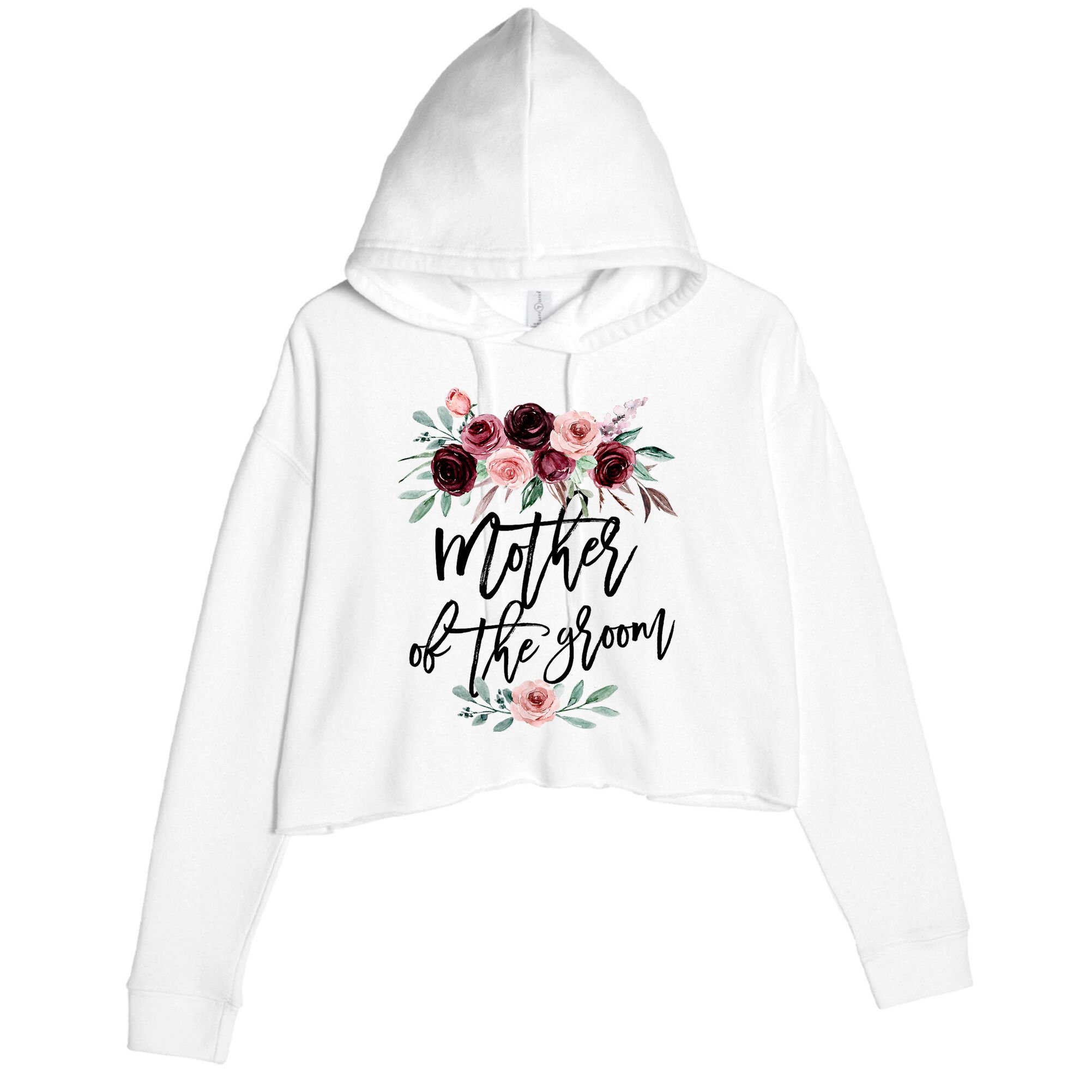 Cute Bridal Shower Wedding Flower Design Mother Of The Groom Crop Fleece Hoodie