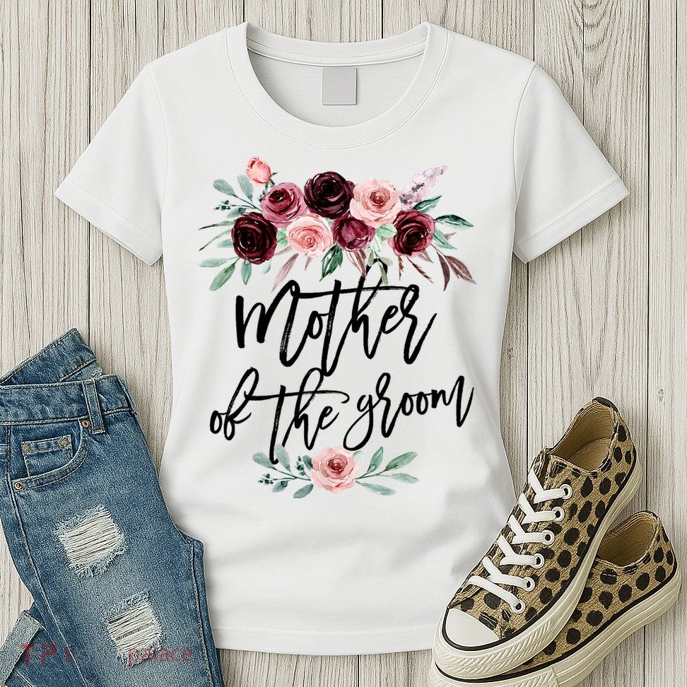 Cute Bridal Shower Wedding Flower Design Mother Of The Groom Womens T-Shirt