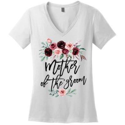 Cute Bridal Shower Wedding Flower Design Mother Of The Groom Women's V-Neck T-Shirt