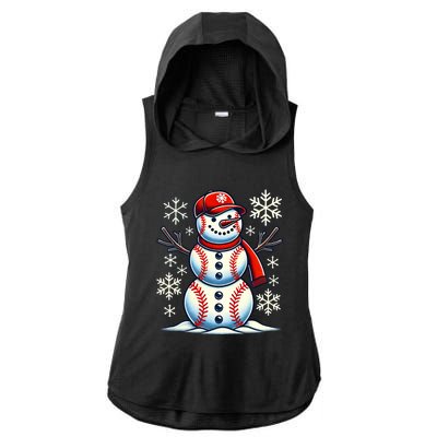 Christmas Baseball Snowman Baseball Christmas Ladies PosiCharge Tri-Blend Wicking Draft Hoodie Tank