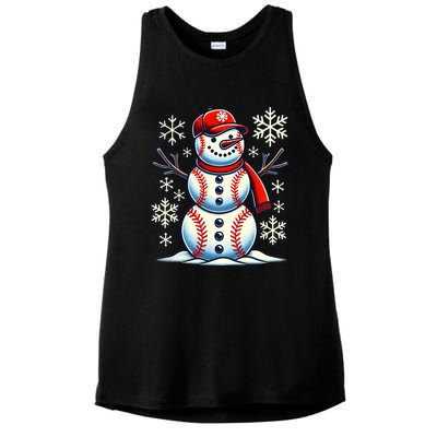 Christmas Baseball Snowman Baseball Christmas Ladies PosiCharge Tri-Blend Wicking Tank