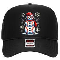 Christmas Baseball Snowman Baseball Christmas High Crown Mesh Back Trucker Hat