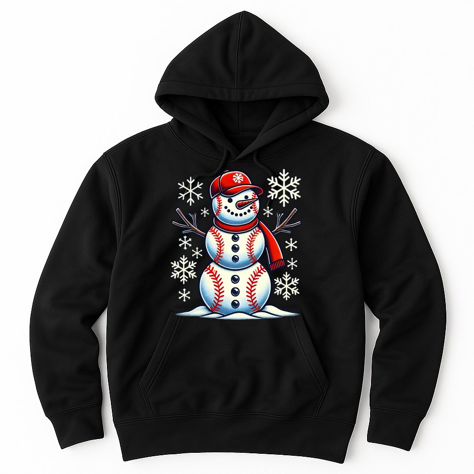 Christmas Baseball Snowman Baseball Christmas Hoodie