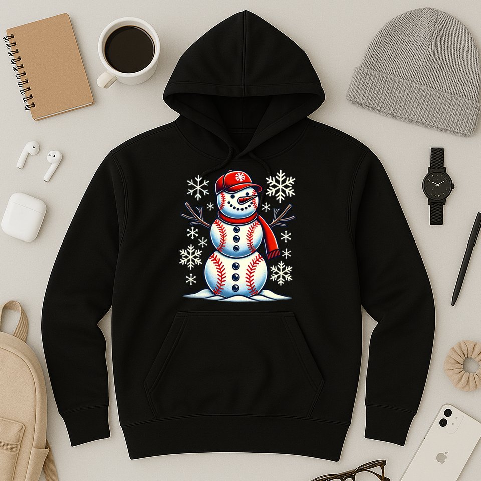 Christmas Baseball Snowman Baseball Christmas Hoodie