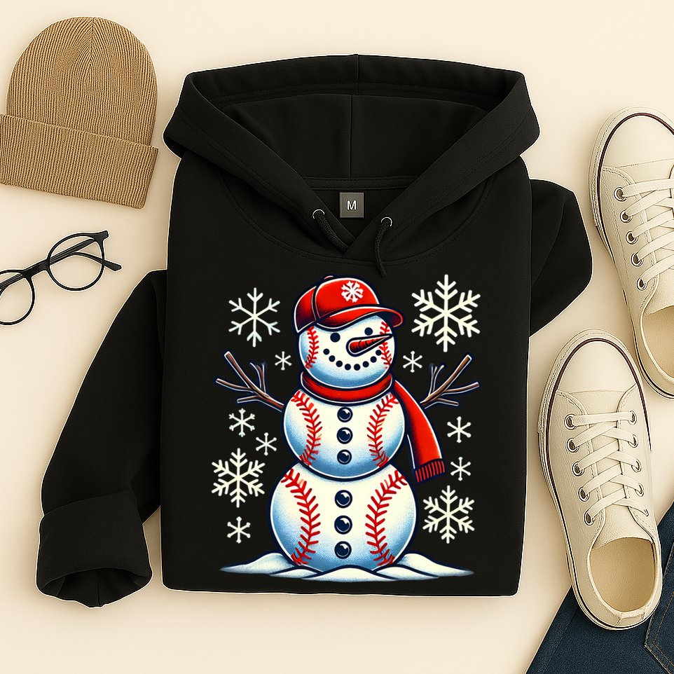 Christmas Baseball Snowman Baseball Christmas Hoodie
