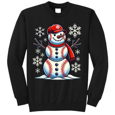 Christmas Baseball Snowman Baseball Christmas Sweatshirt