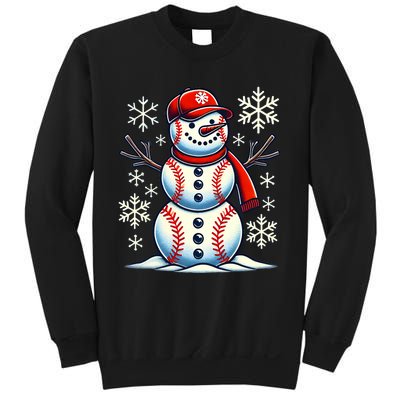 Christmas Baseball Snowman Baseball Christmas Sweatshirt