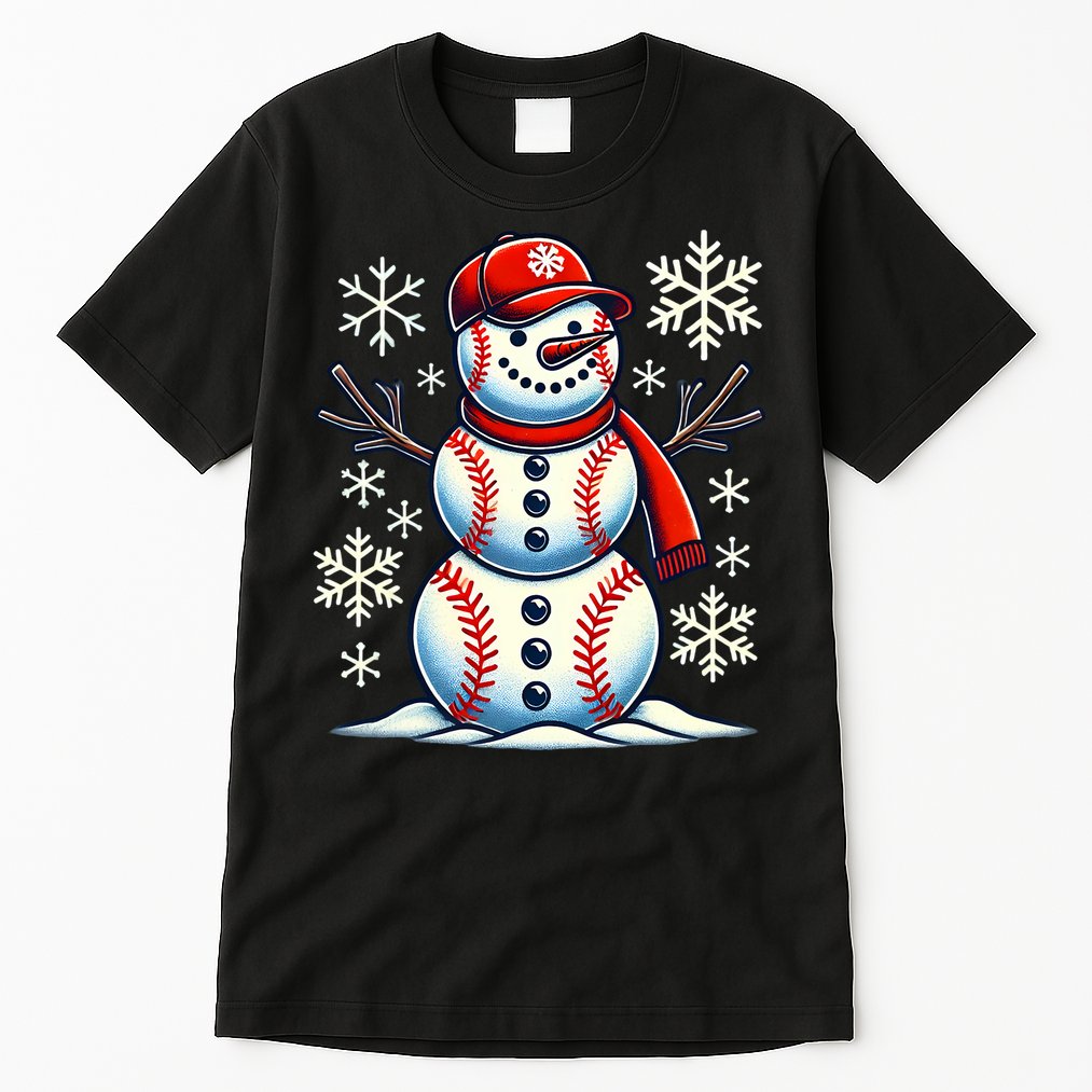 Christmas Baseball Snowman Baseball Christmas Tall T-Shirt