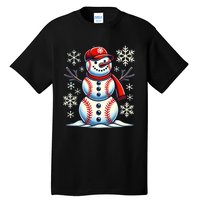 Christmas Baseball Snowman Baseball Christmas Tall T-Shirt