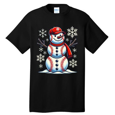 Christmas Baseball Snowman Baseball Christmas Tall T-Shirt