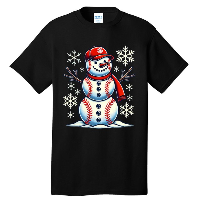 Christmas Baseball Snowman Baseball Christmas Tall T-Shirt