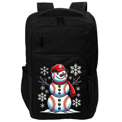 Christmas Baseball Snowman Baseball Christmas Impact Tech Backpack