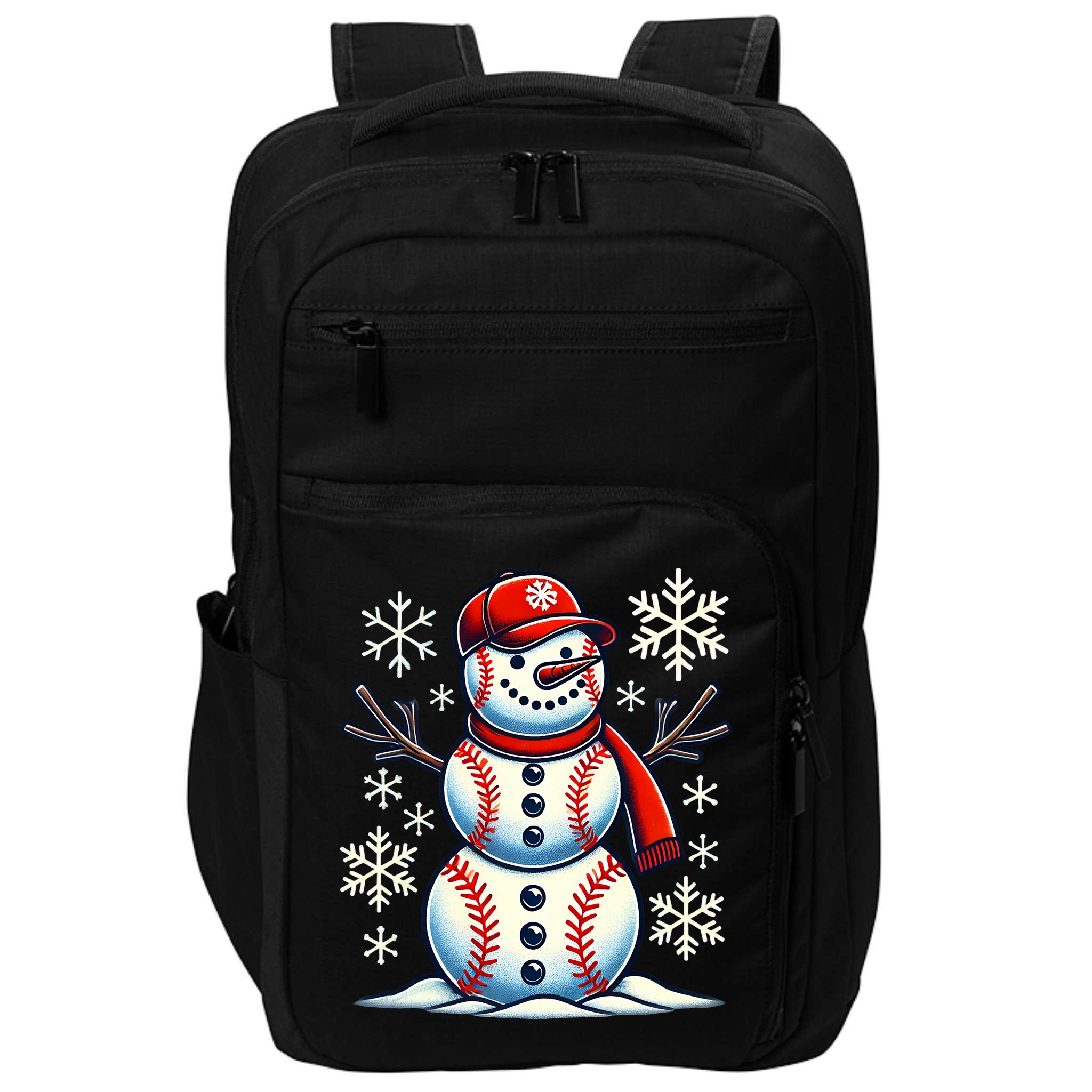 Christmas Baseball Snowman Baseball Christmas Impact Tech Backpack