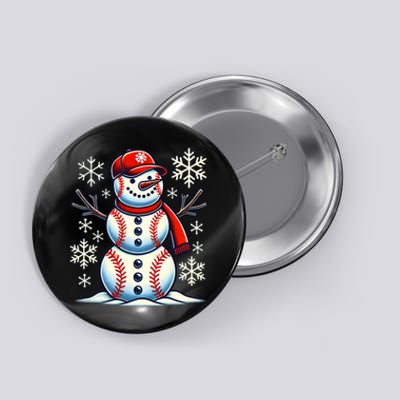 Christmas Baseball Snowman Baseball Christmas Button