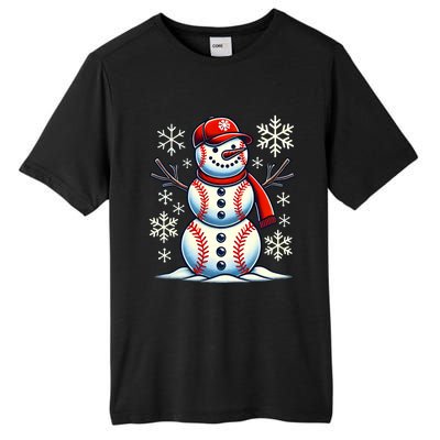 Christmas Baseball Snowman Baseball Christmas Tall Fusion ChromaSoft Performance T-Shirt