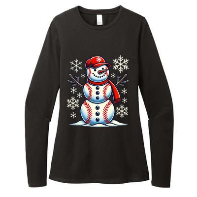 Christmas Baseball Snowman Baseball Christmas Womens CVC Long Sleeve Shirt