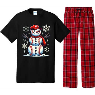 Christmas Baseball Snowman Baseball Christmas Pajama Set