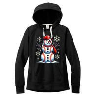 Christmas Baseball Snowman Baseball Christmas Women's Fleece Hoodie