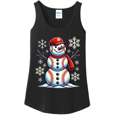 Christmas Baseball Snowman Baseball Christmas Ladies Essential Tank