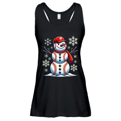 Christmas Baseball Snowman Baseball Christmas Ladies Essential Flowy Tank