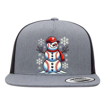 Christmas Baseball Snowman Baseball Christmas Flat Bill Trucker Hat