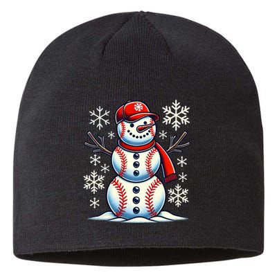 Christmas Baseball Snowman Baseball Christmas Sustainable Beanie