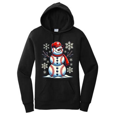 Christmas Baseball Snowman Baseball Christmas Women's Pullover Hoodie