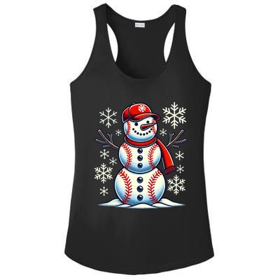 Christmas Baseball Snowman Baseball Christmas Ladies PosiCharge Competitor Racerback Tank