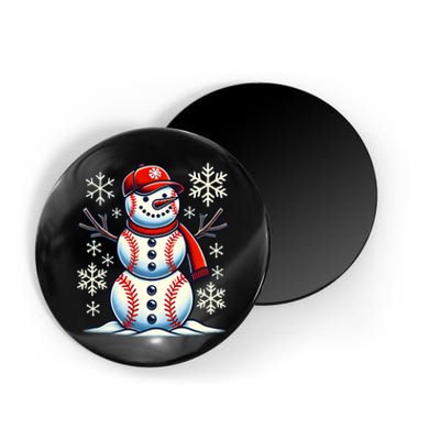 Christmas Baseball Snowman Baseball Christmas Magnet