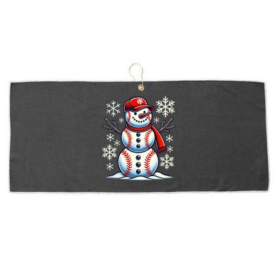 Christmas Baseball Snowman Baseball Christmas Large Microfiber Waffle Golf Towel