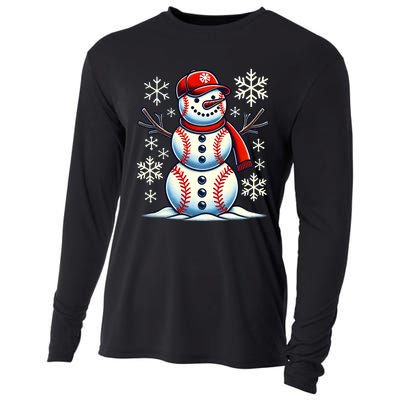 Christmas Baseball Snowman Baseball Christmas Cooling Performance Long Sleeve Crew