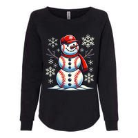 Christmas Baseball Snowman Baseball Christmas Womens California Wash Sweatshirt