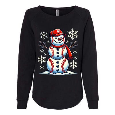 Christmas Baseball Snowman Baseball Christmas Womens California Wash Sweatshirt