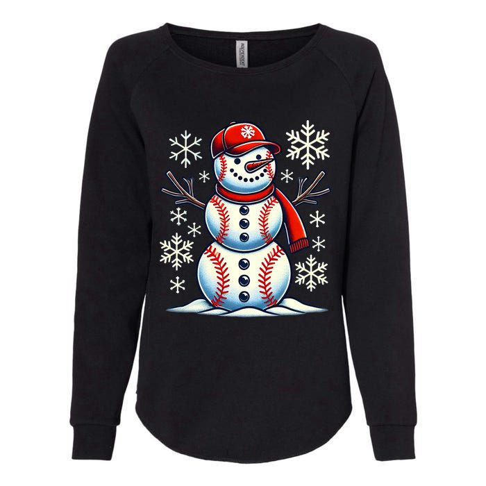 Christmas Baseball Snowman Baseball Christmas Womens California Wash Sweatshirt