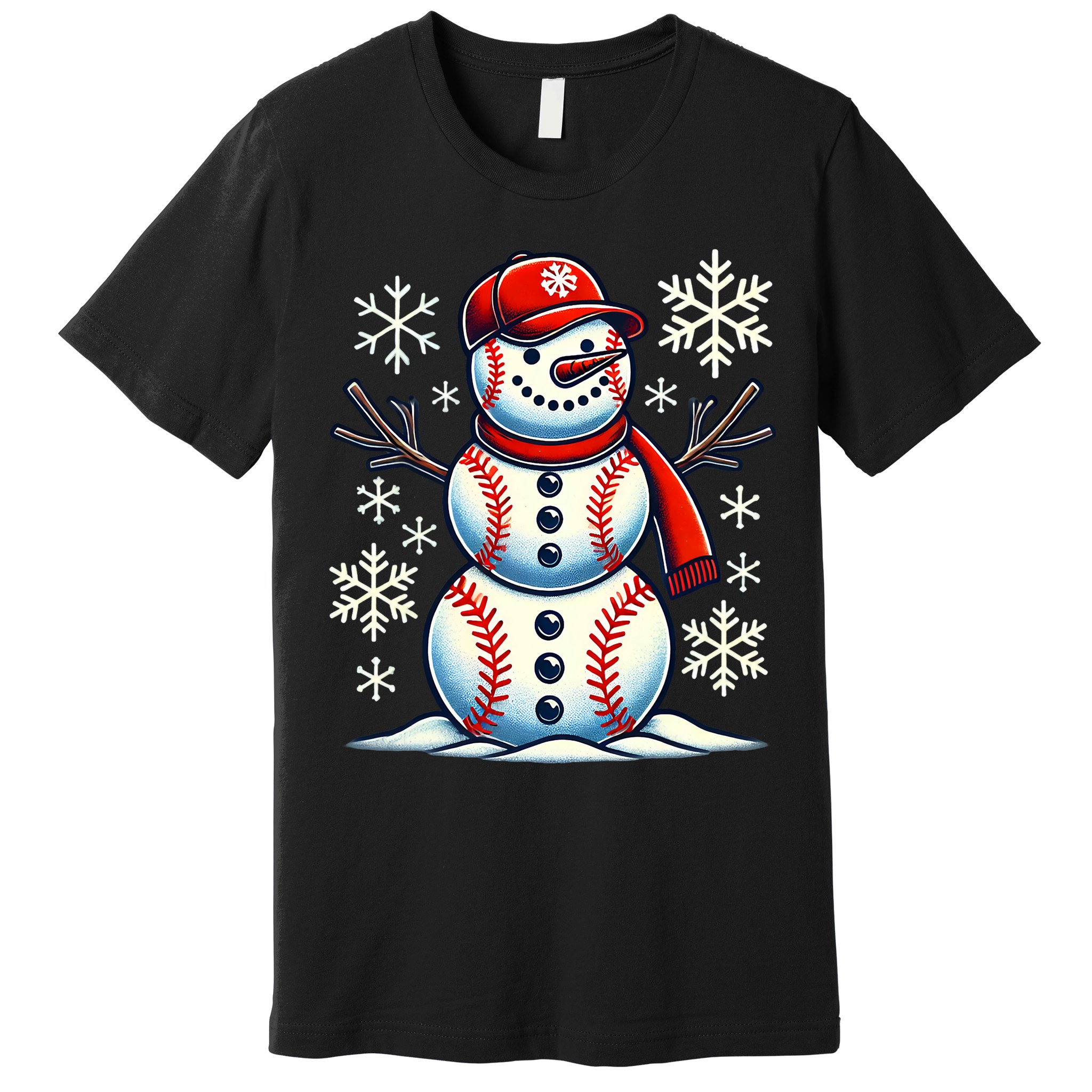 Christmas Baseball Snowman Baseball Christmas Premium T-Shirt