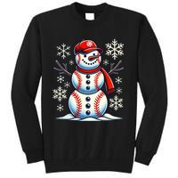 Christmas Baseball Snowman Baseball Christmas Tall Sweatshirt