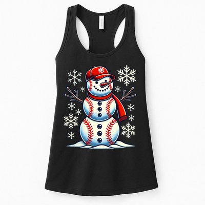 Christmas Baseball Snowman Baseball Christmas Womens Tank Top