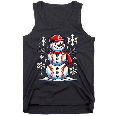 Christmas Baseball Snowman Baseball Christmas Tank Top