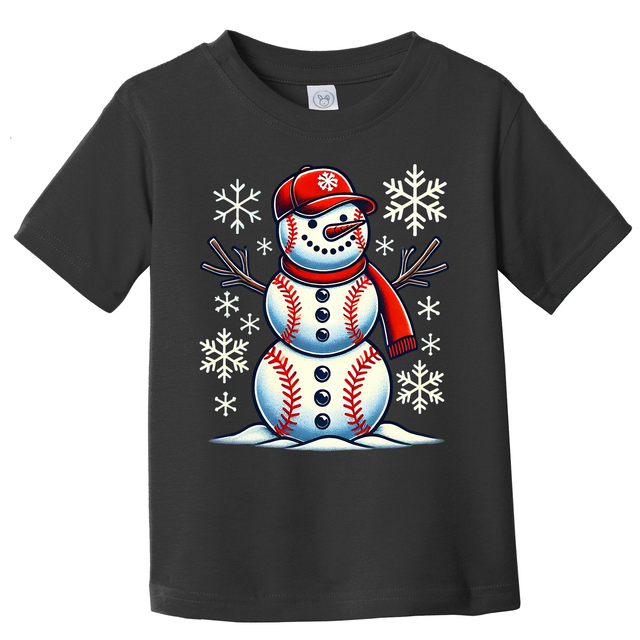 Christmas Baseball Snowman Baseball Christmas Toddler T-Shirt