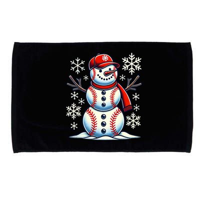 Christmas Baseball Snowman Baseball Christmas Microfiber Hand Towel