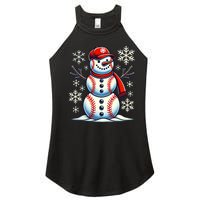 Christmas Baseball Snowman Baseball Christmas Women's Perfect Tri Rocker Tank