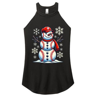 Christmas Baseball Snowman Baseball Christmas Women's Perfect Tri Rocker Tank