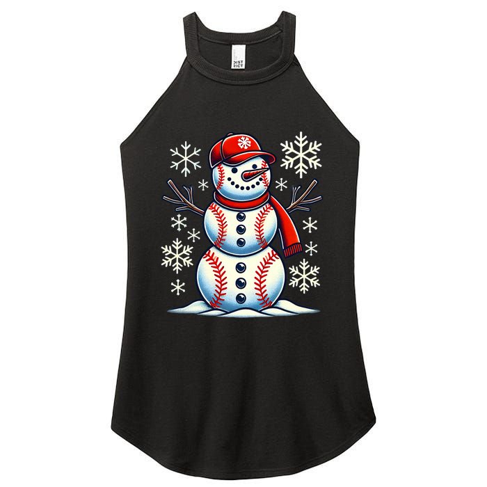 Christmas Baseball Snowman Baseball Christmas Women's Perfect Tri Rocker Tank