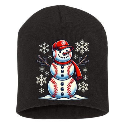 Christmas Baseball Snowman Baseball Christmas Short Acrylic Beanie