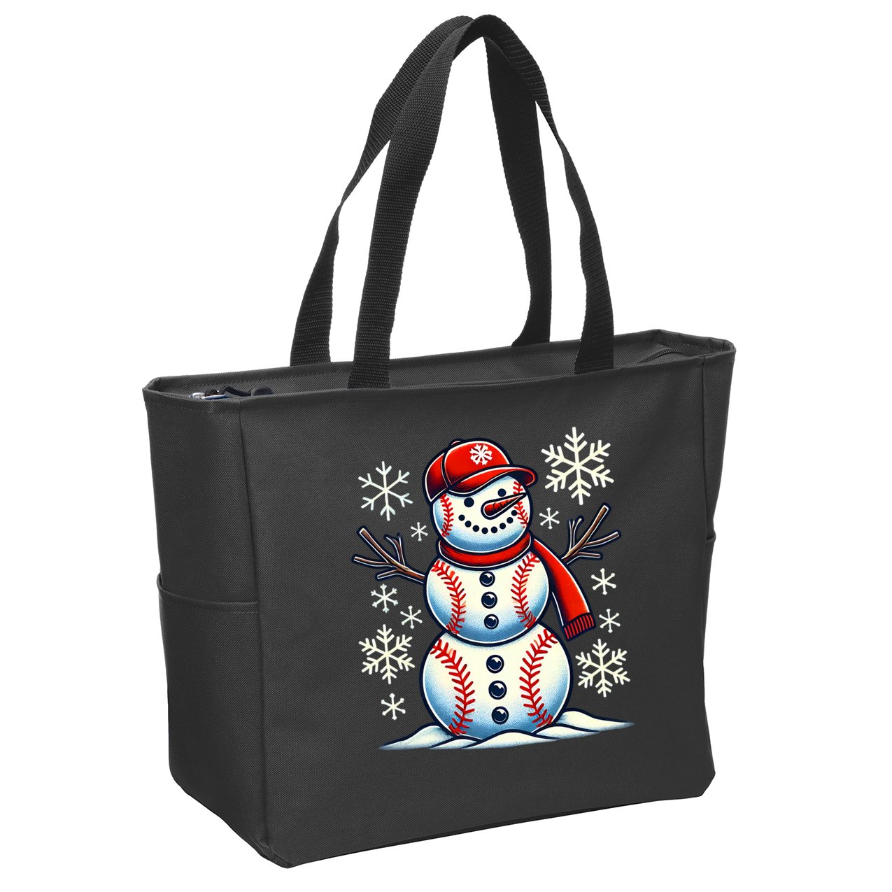 Christmas Baseball Snowman Baseball Christmas Zip Tote Bag