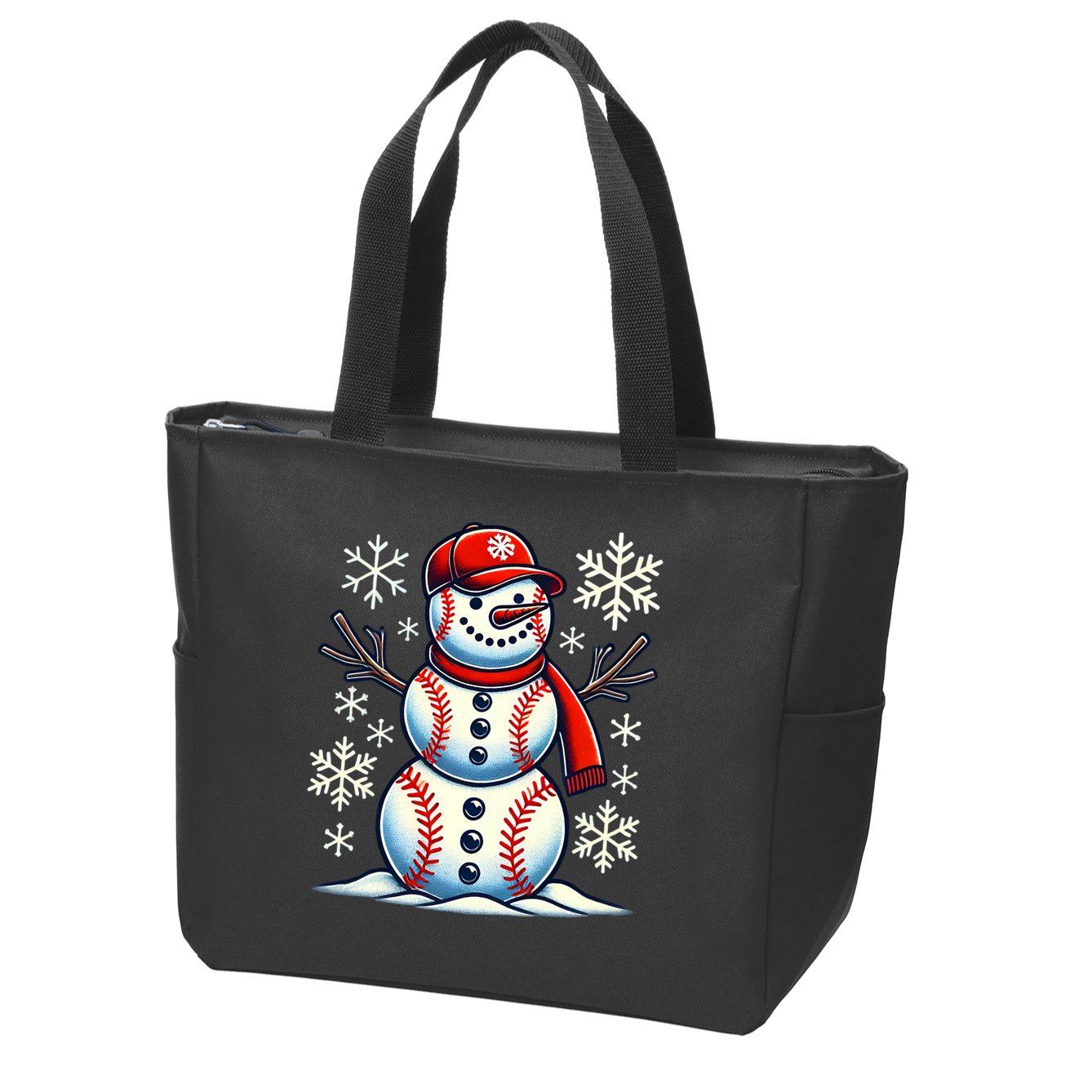 Christmas Baseball Snowman Baseball Christmas Zip Tote Bag