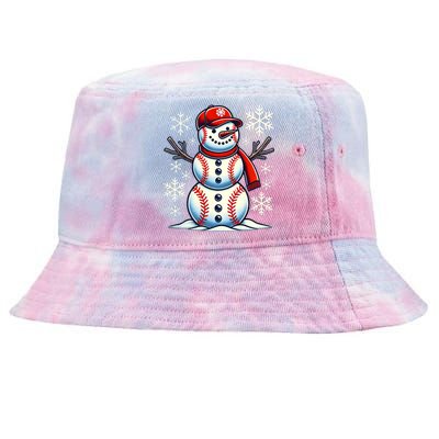 Christmas Baseball Snowman Baseball Christmas Tie-Dyed Bucket Hat